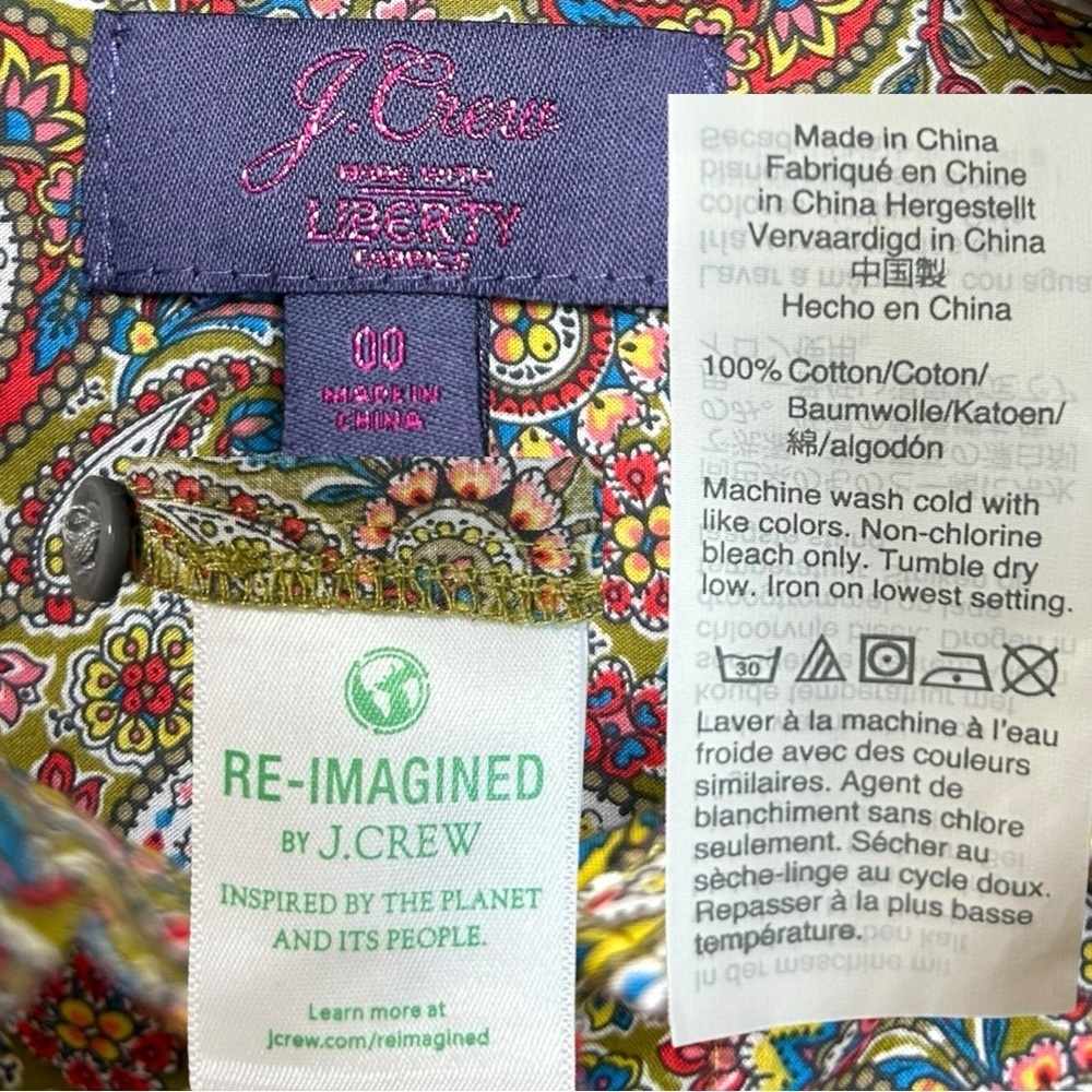 J. Crew, Women’s ‘Slim Perfect Shirt’ Liberty Paisley ‘Lee Manor’ Print, Size 00 - Picture 9 of 13